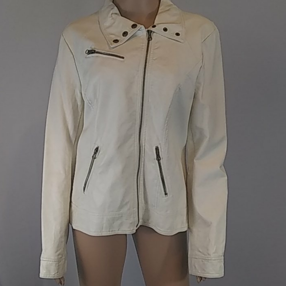 RD STYLE White Vegan Faux Leather Jacket